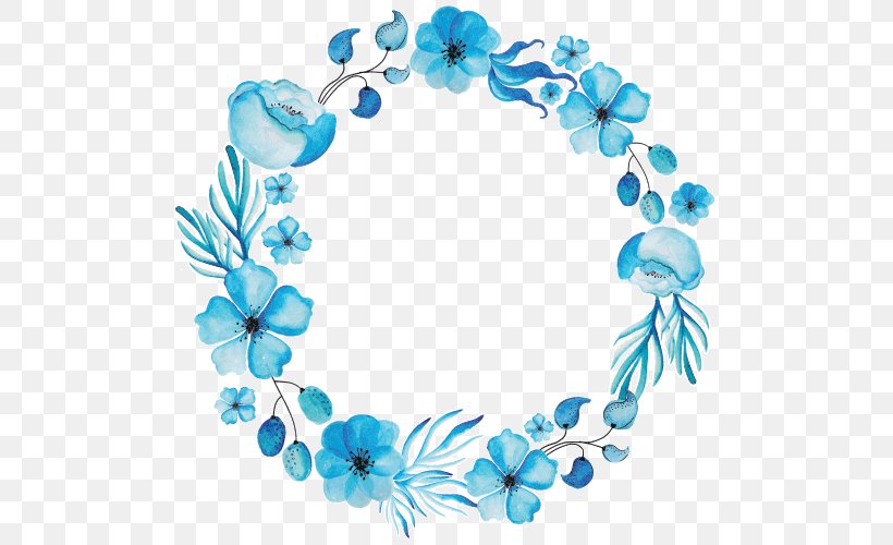 Wreath Floral Design Watercolor Painting Flower, PNG, 500x500px, Wreath, Aqua, Blue, Blue Rose, Body Jewelry Download Free