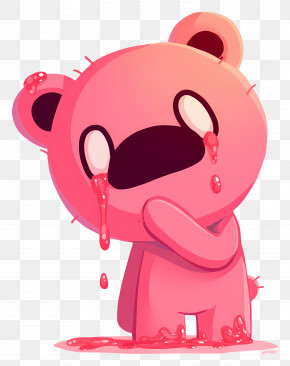 Gloomy Bear - Dripping Pink Bear Illustration PNG