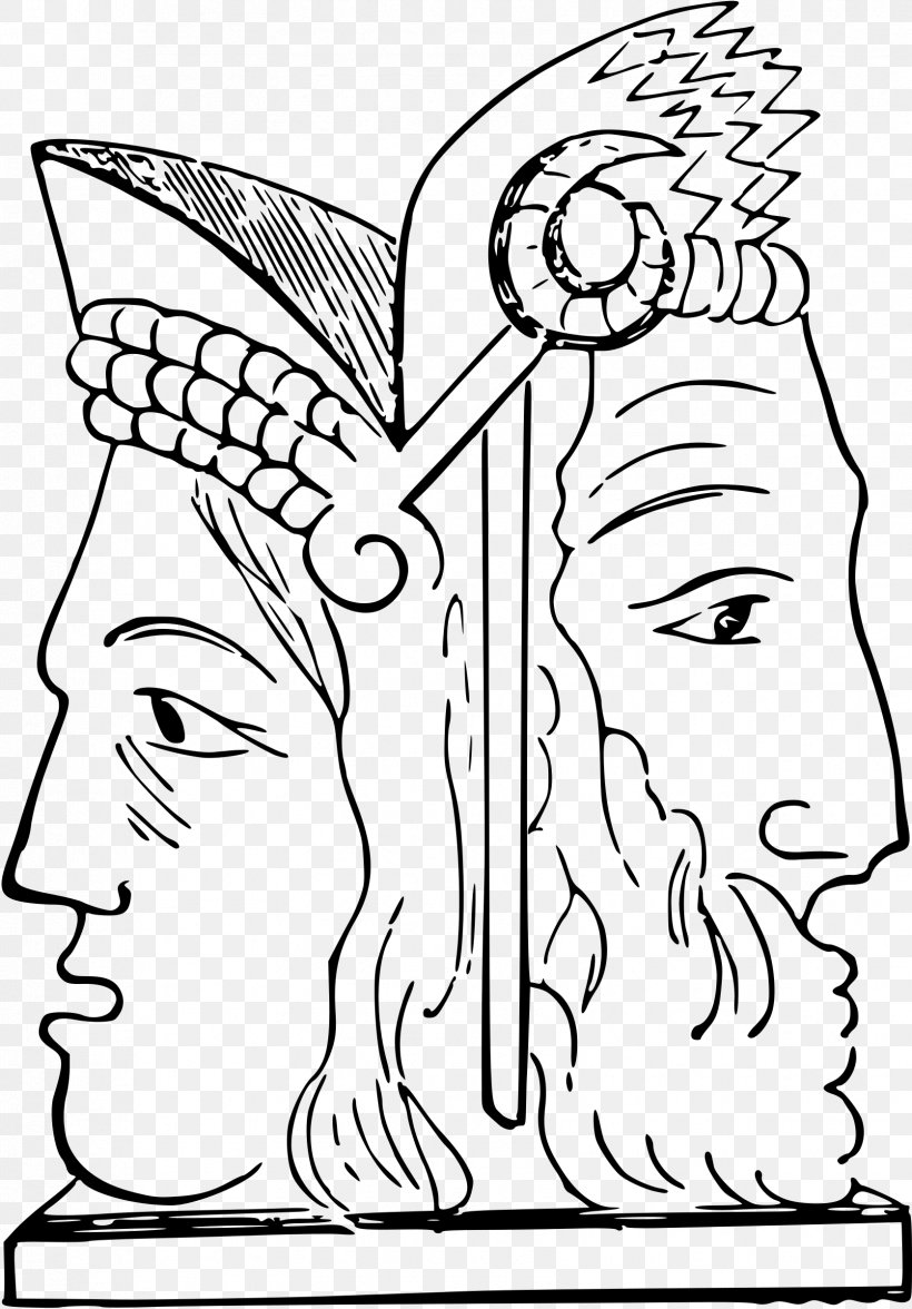 Janus Clip Art, PNG, 1673x2400px, Janus, Area, Art, Black And White, Coloring Book Download Free