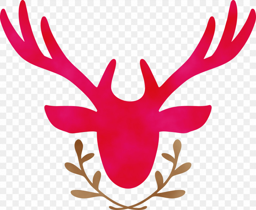 Reindeer, PNG, 2999x2457px, Watercolor, Antler, Craft, Cricut, Deer Download Free