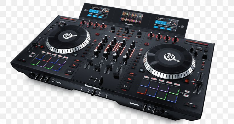 DJ Controller Numark Industries Disc Jockey Turntablism Audio Mixers, PNG, 1208x644px, Watercolor, Cartoon, Flower, Frame, Heart Download Free