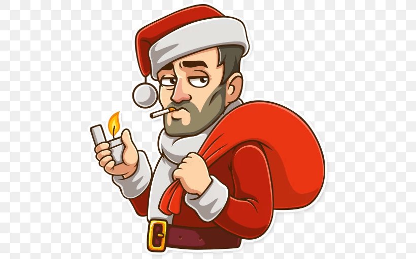 Telegram Sticker Santa Claus Thumb Clip Art, PNG, 512x512px, Telegram, Behavior, Cartoon, Christmas, Facial Hair Download Free