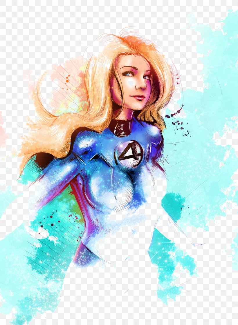 Invisible Woman Fantastic Four Human Torch Comics Female, PNG, 1024x1400px, Watercolor, Cartoon, Flower, Frame, Heart Download Free