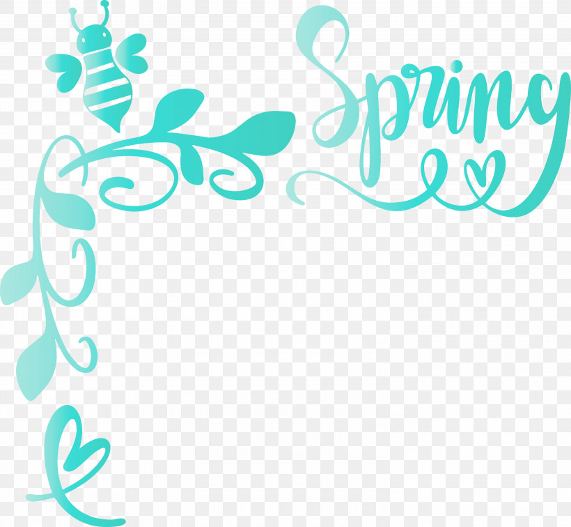 Text Turquoise Aqua Font Teal, PNG, 3000x2767px, Hello Spring, Aqua, Line, Paint, Spring Download Free