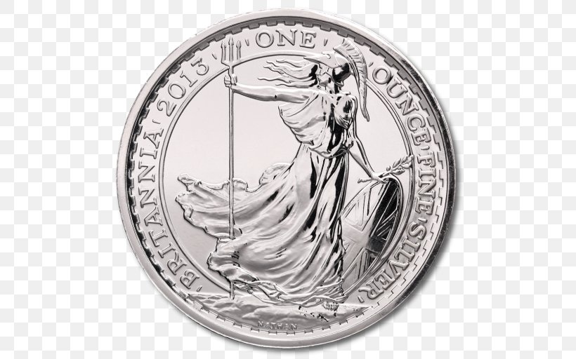 Coin Britannia Silver Britannia Silver United Kingdom, PNG, 512x512px, Coin, American Silver Eagle, Black And White, Britannia, Britannia Silver Download Free