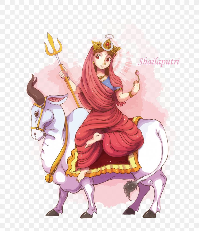 Parvati Navadurga Navaratri Shailaputri, PNG, 1291x1500px, Watercolor, Cartoon, Flower, Frame, Heart Download Free