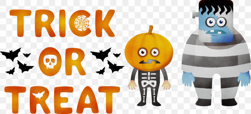 Pumpkin, PNG, 3000x1372px, Trick Or Treat, Cartoon, Halloween, Meter, Paint Download Free