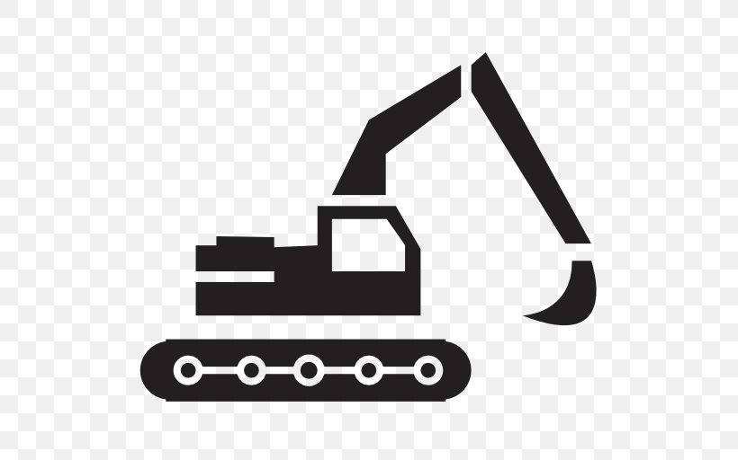 Excavator Clip Art Vector Graphics Heavy Machinery, PNG, 512x512px, Excavator, Backhoe, Black, Black And White, Brand Download Free