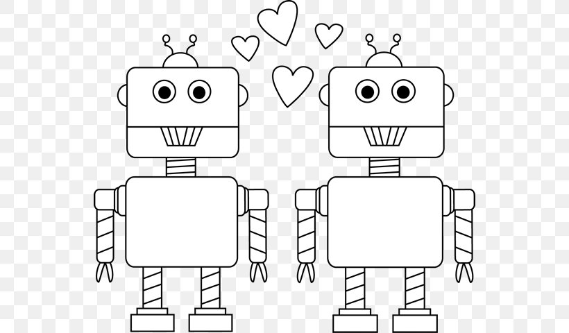 Black And White Valentines Day Robot Car Clip Art, PNG, 550x480px, Watercolor, Cartoon, Flower, Frame, Heart Download Free