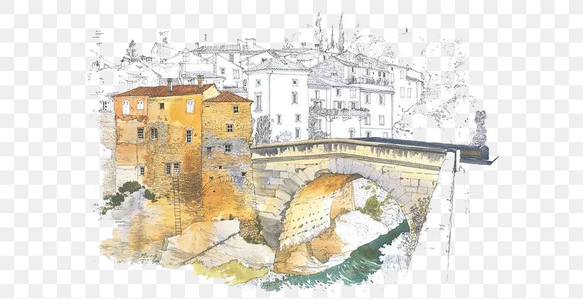 Provence Aquarelles Provence Sketchbook Watercolor Painting Architecture Drawing, PNG, 600x421px, Watercolor Painting, Architecture, Art, Drawing, Drawing Board Download Free