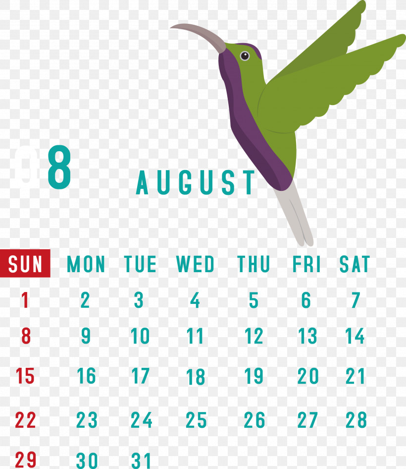 August 2021 Calendar August Calendar 2021 Calendar, PNG, 2599x3000px, 2021 Calendar, Beak, Htc Hero, Hummingbirds, Logo Download Free