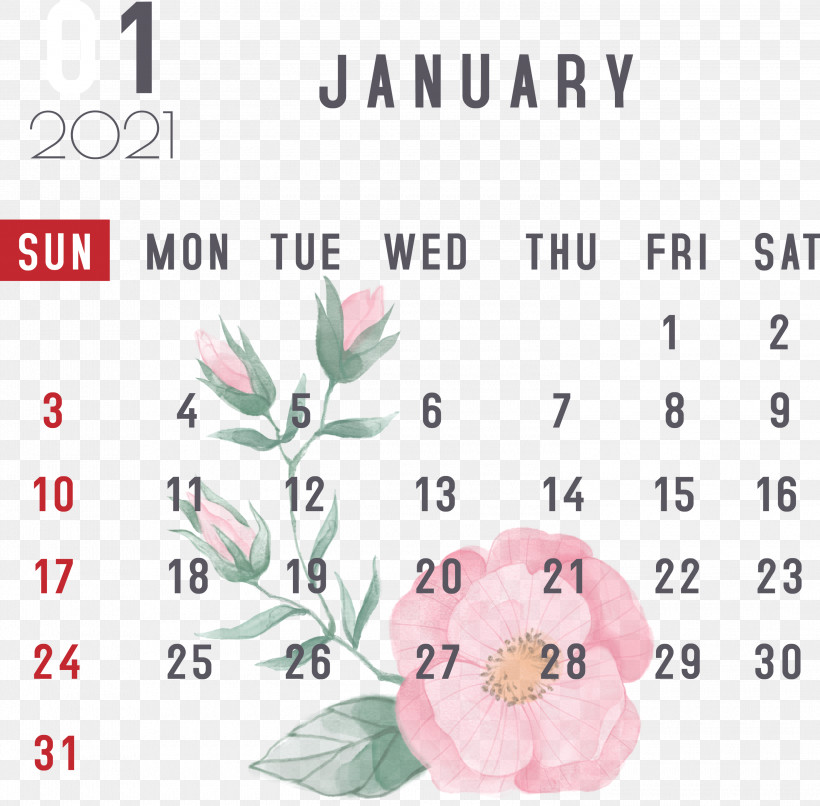 January 2021 Printable Calendar January Calendar, PNG, 3000x2951px, 2021 Calendar, January, Flower, Geometry, January Calendar Download Free