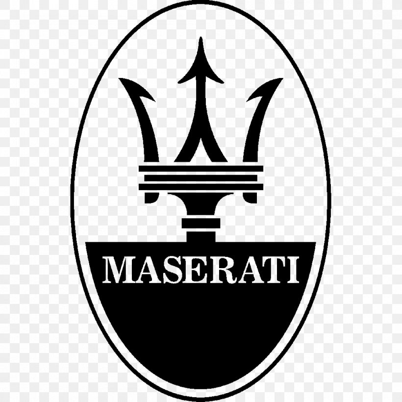 Maserati GranTurismo Car Logo, PNG, 1000x1000px, Maserati, Area, Black And White, Brand, Car Download Free