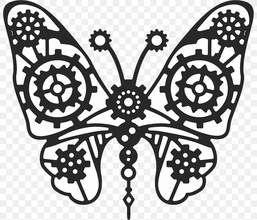 Butterfly Cheery Lynn Designs Clip Art Gear Die, PNG, 800x703px, Butterfly, Art, Black, Black And White, Brush Footed Butterfly Download Free