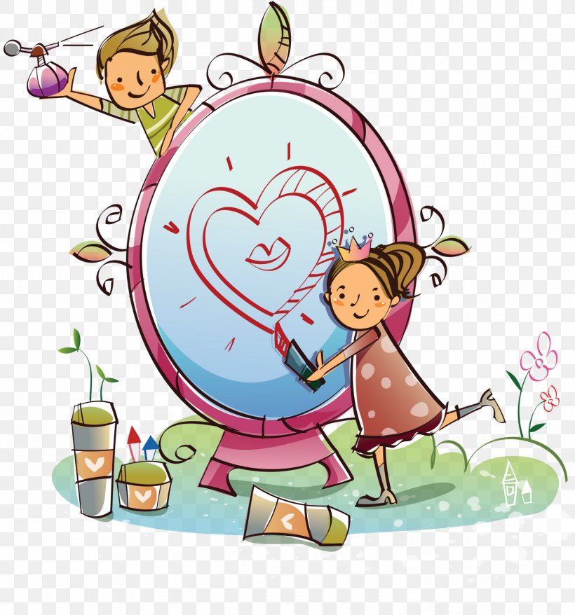 Royalty-free Mirror Clip Art, PNG, 1494x1600px, Watercolor, Cartoon, Flower, Frame, Heart Download Free