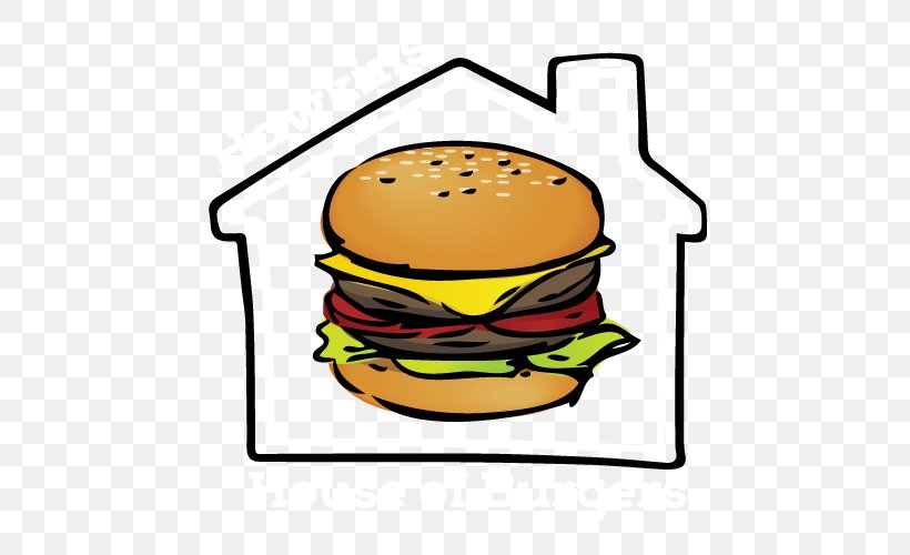 Hamburger Cheeseburger Hawkins House Of Burgers Restaurant American Cuisine, PNG, 500x500px, Hamburger, American Cuisine, American Food, Breakfast Sandwich, Bun Download Free