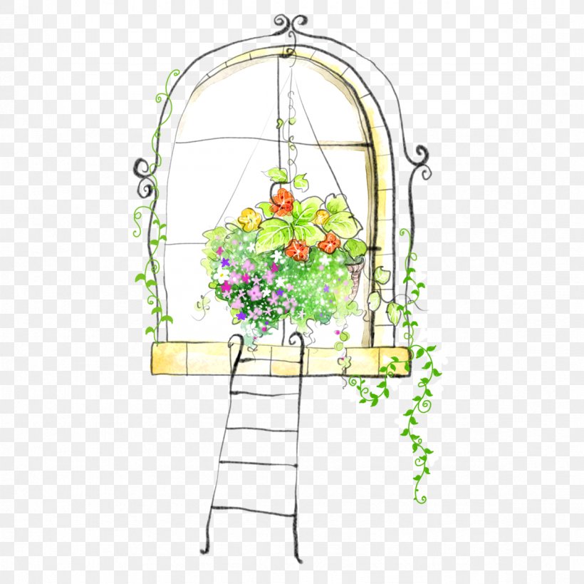 Window Cartoon Watercolor Painting Illustration, PNG, 1181x1181px, Window, Art, Cartoon, Creative Work, Floral Design Download Free