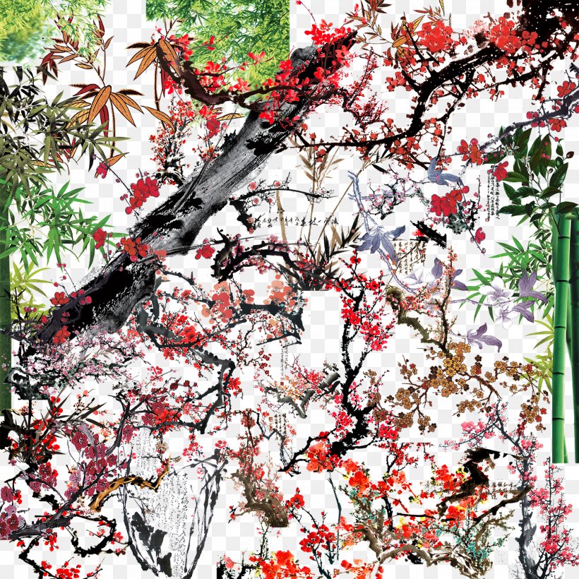 Plum Blossom Flower, PNG, 1417x1417px, Plum Blossom, Ameixeira, Art, Bamboe, Bamboo Download Free