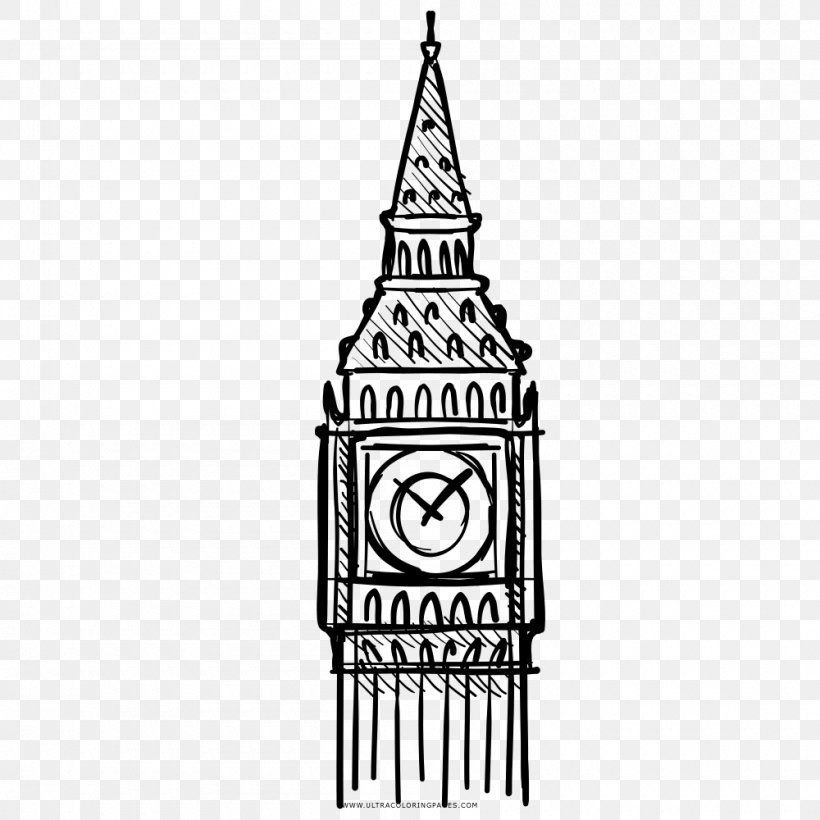 Big Ben HABER’S Drawing Clock Tower, PNG, 1000x1000px, Big Ben, Ausmalbild, Black And White, Clock, Clock Tower Download Free