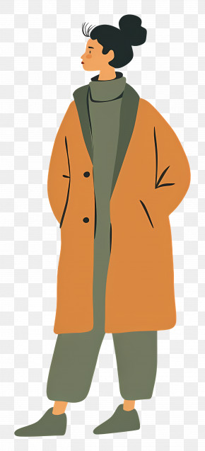 Woman In Coat - Stylish Woman In Winter Coat Illustration PNG