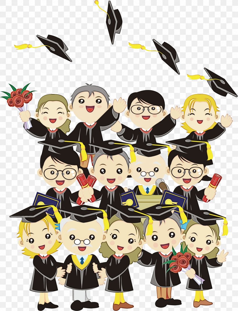 Team People, PNG, 1759x2298px, Square Academic Cap, Black Hair, Cartoon, Crowd, Gesture Download Free