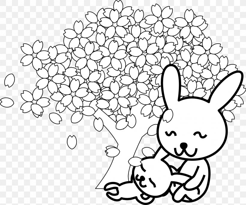 Coloring Book Cherry Blossom Clip Art, PNG, 1969x1646px, Coloring Book, Area, Black, Black And White, Book Download Free