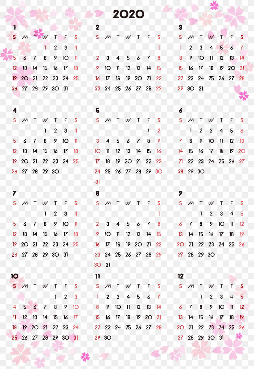 Text Calendar Pink Font Line, PNG, 2065x2999px, 2020 Printable Calendar, Calendar, Line, Magenta, Paint Download Free