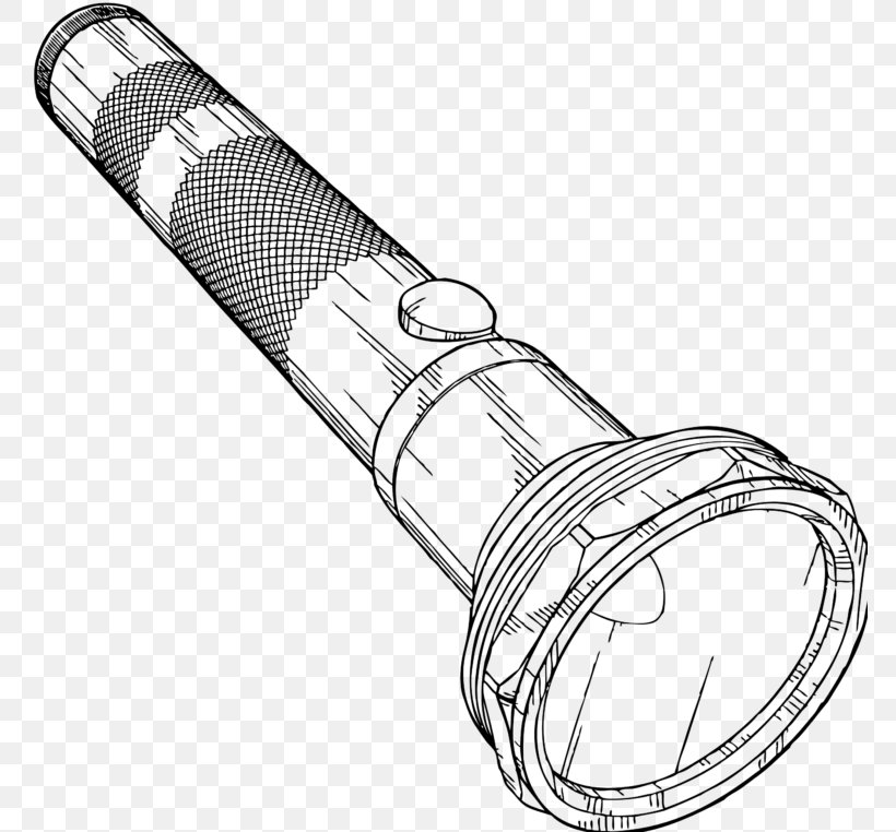 Torch Flashlight Clip Art, PNG, 768x762px, Torch, Auto Part, Black, Black And White, Cylinder Download Free