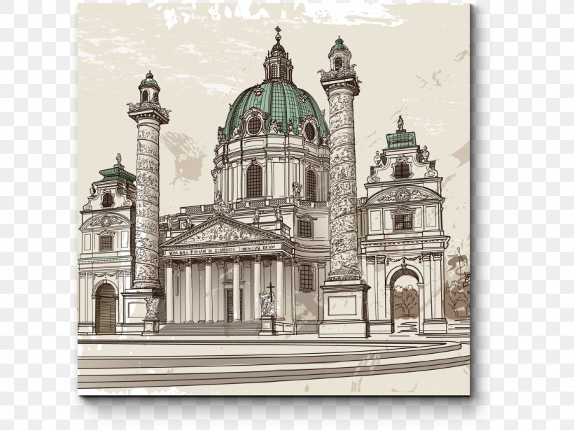 Karlskirche, Vienna Drawing Architecture, PNG, 1400x1050px, Karlskirche Vienna, Arch, Architecture, Austria, Basilica Download Free