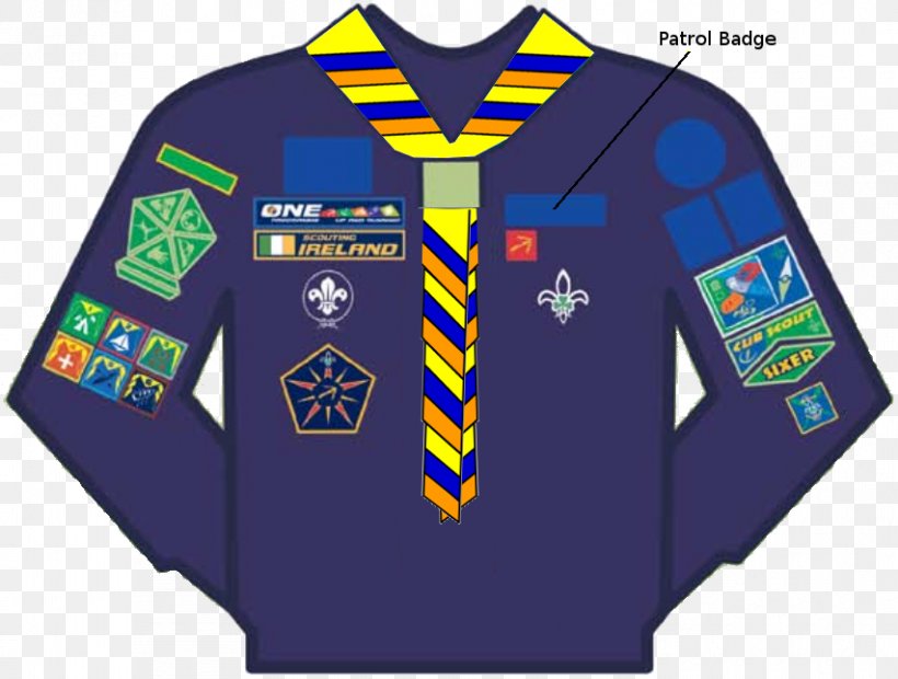 T-shirt Cub Scout Scouting Ireland Badge, PNG, 853x645px, Tshirt, Badge, Blue, Brand, Collar Download Free