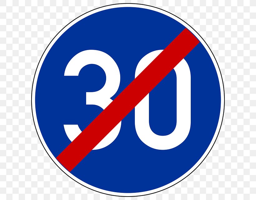 Traffic Sign 30 Km/h Zone Speed Limit Mandatory Sign, PNG, 640x640px, 30 Kmh Zone, Traffic Sign, Area, Blue, Brand Download Free