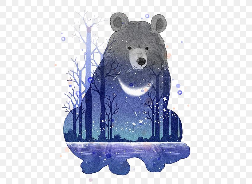 American Black Bear Asian Black Bear Illustration, PNG, 600x600px, Watercolor, Cartoon, Flower, Frame, Heart Download Free