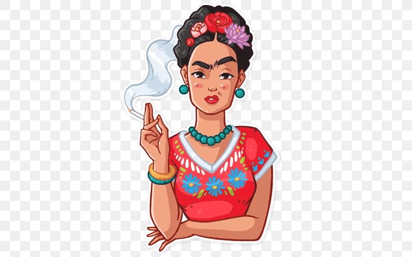 Frida Kahlo Telegram Art Sticker, PNG, 512x512px, Frida Kahlo, Art, Fashion Illustration, Fictional Character, Finger Download Free