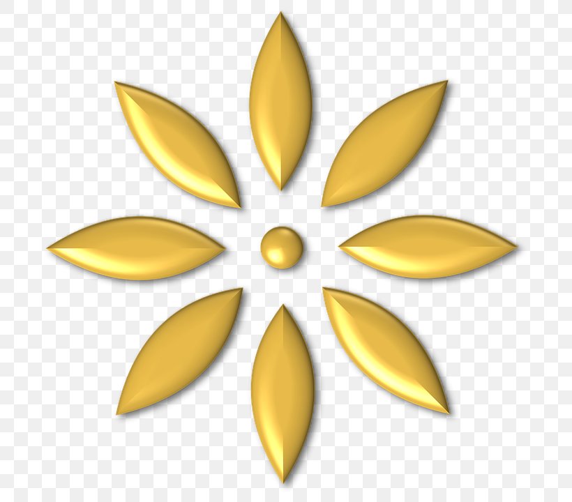 Yellow Clip Art Symmetry Gold Ornament, PNG, 720x720px, Yellow, Blume, Flower, Gold, Metal Download Free