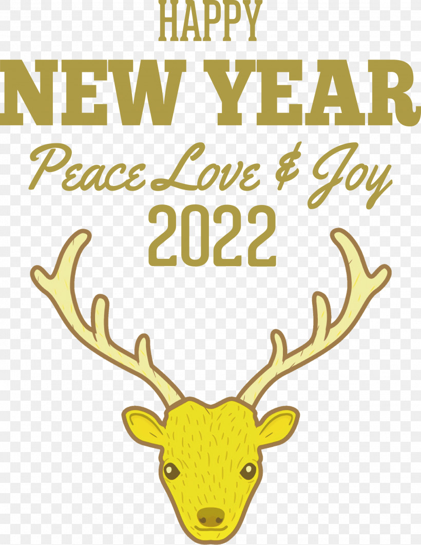 New Year 2022 Happy New Year 2022 2022, PNG, 2317x3000px, Reindeer, Animal Figurine, Antler, Cartoon, Deer Download Free
