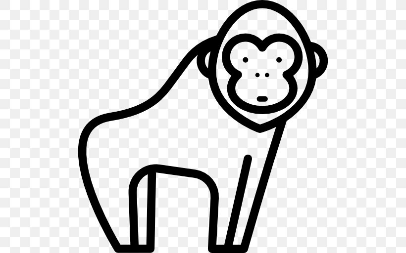Gorilla Ape Clip Art, PNG, 512x512px, Gorilla, Animal, Ape, Black And White, Happiness Download Free