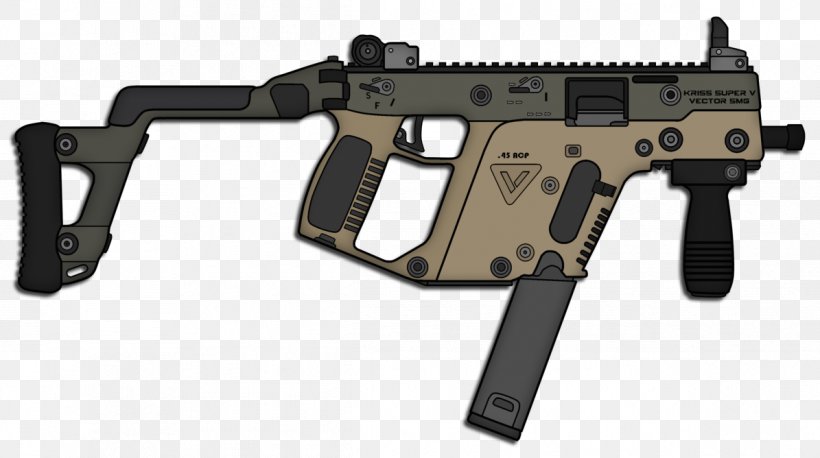 KRISS Vector Weapon Submachine Gun Firearm, PNG, 1195x668px, Watercolor, Cartoon, Flower, Frame, Heart Download Free