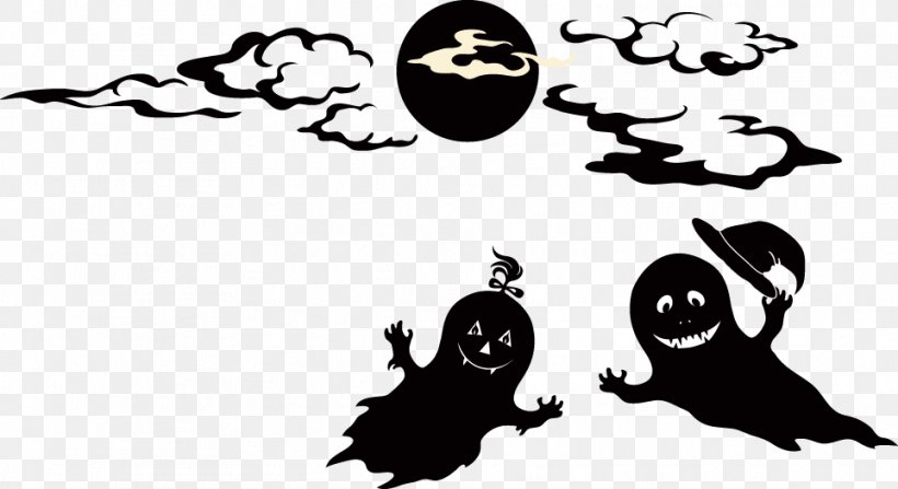 Halloween Silhouette Clip Art, PNG, 963x525px, Halloween, Black, Black And White, Brand, Cartoon Download Free