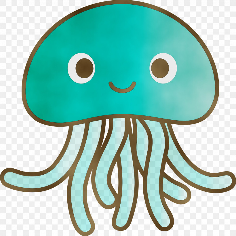 Octopus Green Turquoise Aqua Cartoon, PNG, 3000x3000px, Baby Jellyfish, Aqua, Cartoon, Green, Jellyfish Download Free