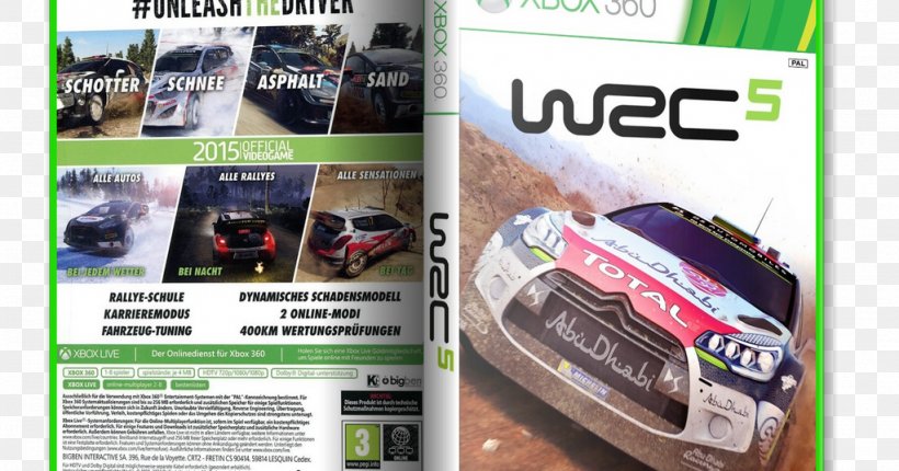 WRC 5 Xbox 360 WRC: FIA World Rally Championship Xbox One Video Game, PNG, 1023x537px, Wrc 5, Advertising, Automotive Exterior, Bigben Interactive, Brand Download Free