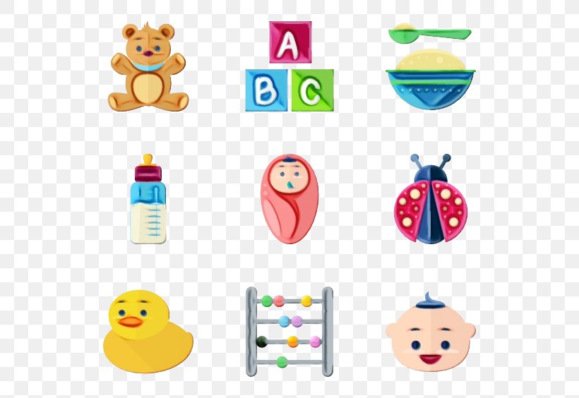 Baby Toys, PNG, 600x564px, Watercolor, Baby Toys, Emoticon, Paint, Smiley Download Free