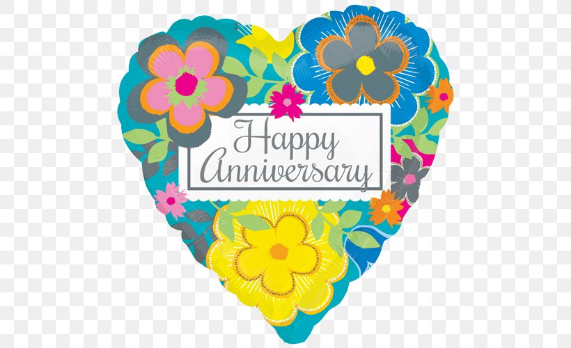Mylar Balloon Wedding Anniversary Wedding Anniversary, PNG, 500x500px, Balloon, Anniversary, Birthday, Bridal Shower, Cluster Ballooning Download Free