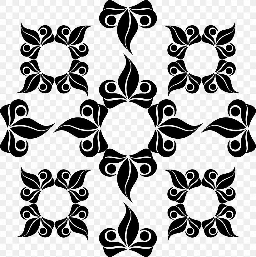 Floral Design Clip Art, PNG, 2354x2363px, Floral Design, Black, Black And White, Color, Damask Download Free