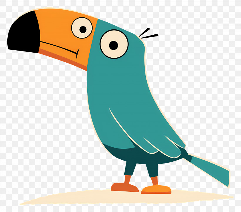 Cartoon Toucan - Quirky Cartoon Toucan With Blue And Orange Colors PNG