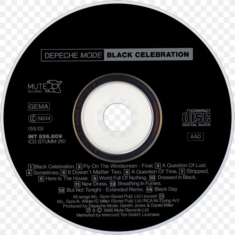 Compact Disc Depeche Mode Album Black Celebration Speak & Spell, PNG, 1000x1000px, Compact Disc, Album, Album Cover, Black Celebration, Brand Download Free