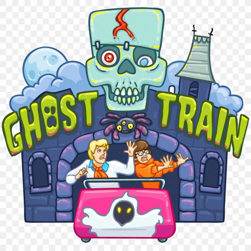 Ghost Train High-speed Rail Rail Transport Clip Art, PNG, 1024x1024px, Train, Amusement Park, Carousel, Cartoon, Fictional Character Download Free