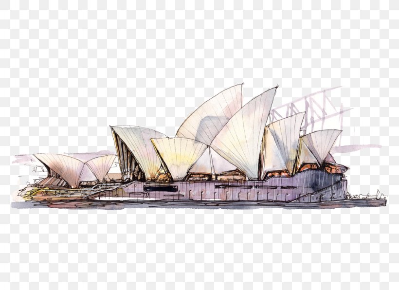 Sydney Opera House City Of Sydney Watercolor Painting Poster Sketch, PNG, 1024x745px, Sydney Opera House, Art, Australia, Baltimore Clipper, Barque Download Free