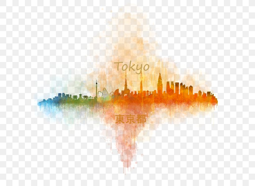 Watercolor Painting Tokyo Skyline, PNG, 600x600px, Watercolor Painting, Art, Calm, City, Cityscape Download Free