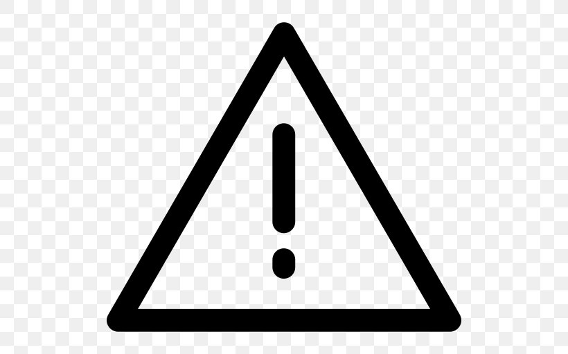 Exclamation Mark Warning Sign Triangle Full Stop, PNG, 512x512px, Exclamation Mark, Advarselstrekant, Area, Black And White, Full Stop Download Free