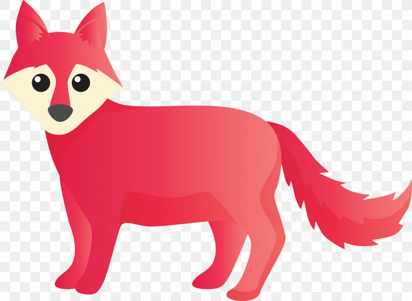 Pink Red Cartoon Animal Figure Tail, PNG, 3000x2190px, Watercolor Fox, Animal Figure, Animation, Cartoon, Pink Download Free